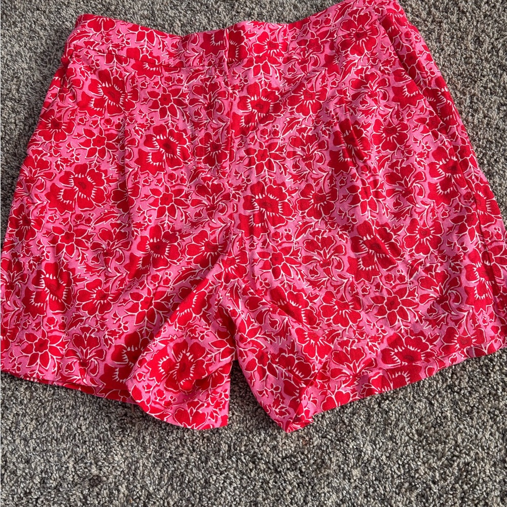 J. Crew Floral Linen Blend Elastic Back Waist Shorts - Picture 2 of 9